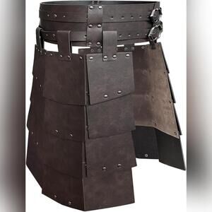 NIB HiiFeuer Medieval Faux Leather Wide Belt Thigh Armor Cosplay Skirt, Brown